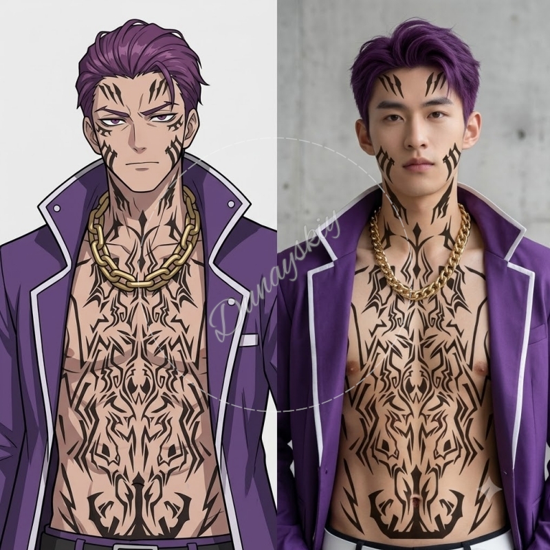Anime Cosplay Face - Matthias Ricardo Black tribal pattern Face