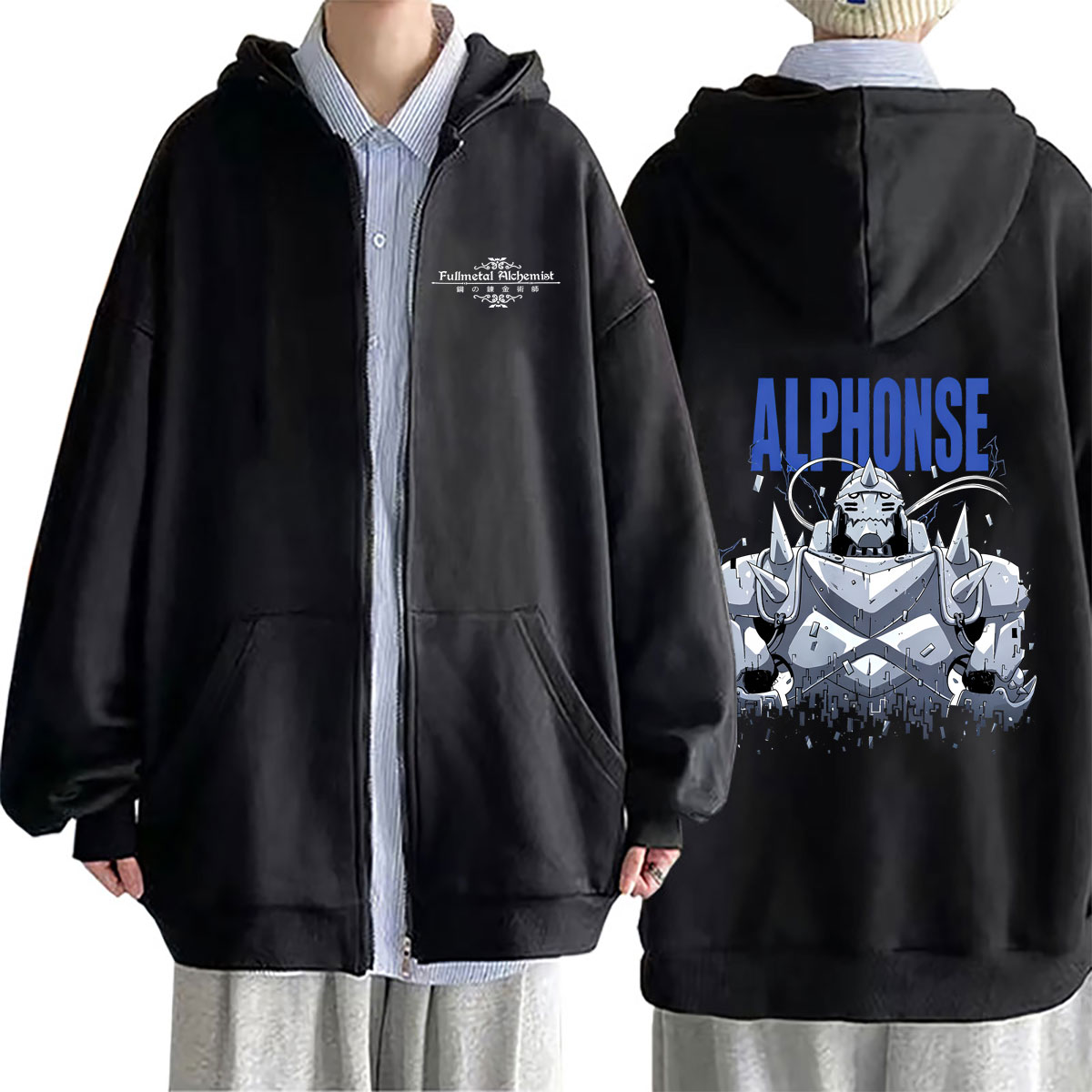Fullmetal Alchemist Coat - Anime Fullmetal Alchemist Graphic Zipper Hoodie