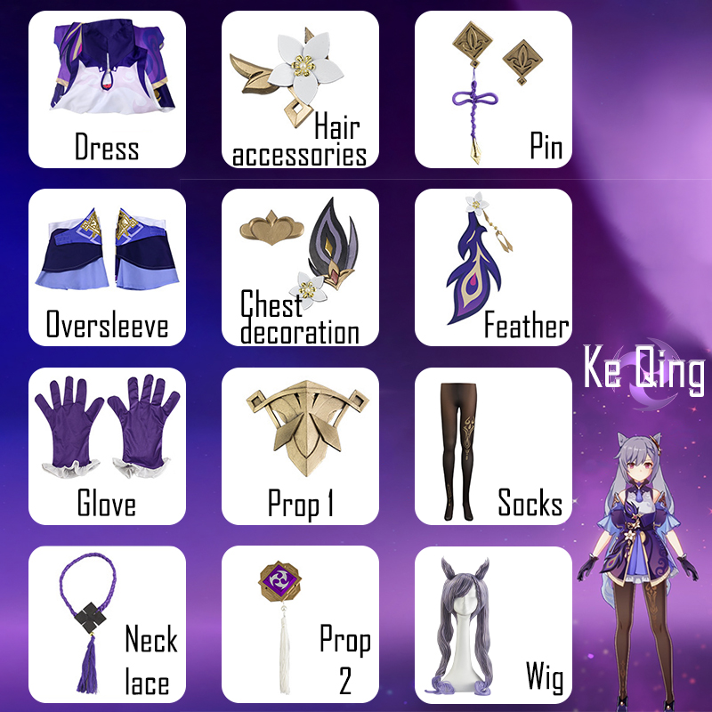 Genshin Impact Keqing Cosplay  - đánh giá và giá Anime Cosplay Outfits For Women